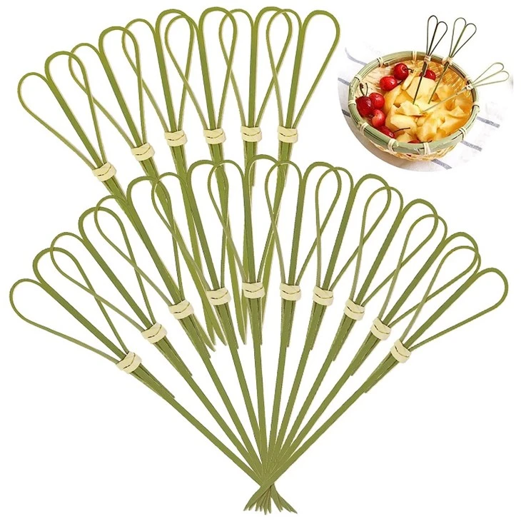 100pcs Bamboo Skewers Twisted Ends 4inch