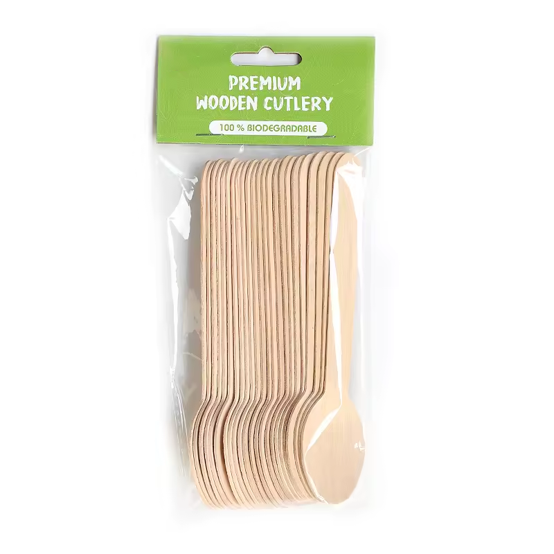 160mm Wooden Spoon With Card Head—Disposable Cutlery | Senyang