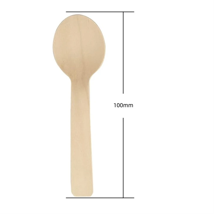 Disposable Green Wooden Cutlery Spoons For Soup Coffee Chocolate Ice Cream Cake Party Small Utensils
